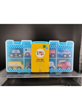 Giggle Scape Wooden Toy Car Set With Carrying Case 8-Piece